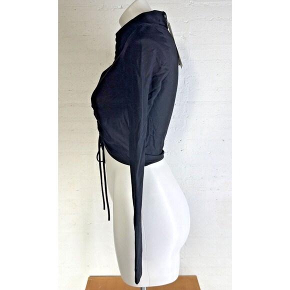 Zara Long Sleeve Crop Black Shirt S NWT Witchy Fairygoth Fairygrunge Y2K Gen Z - Picture 4 of 6